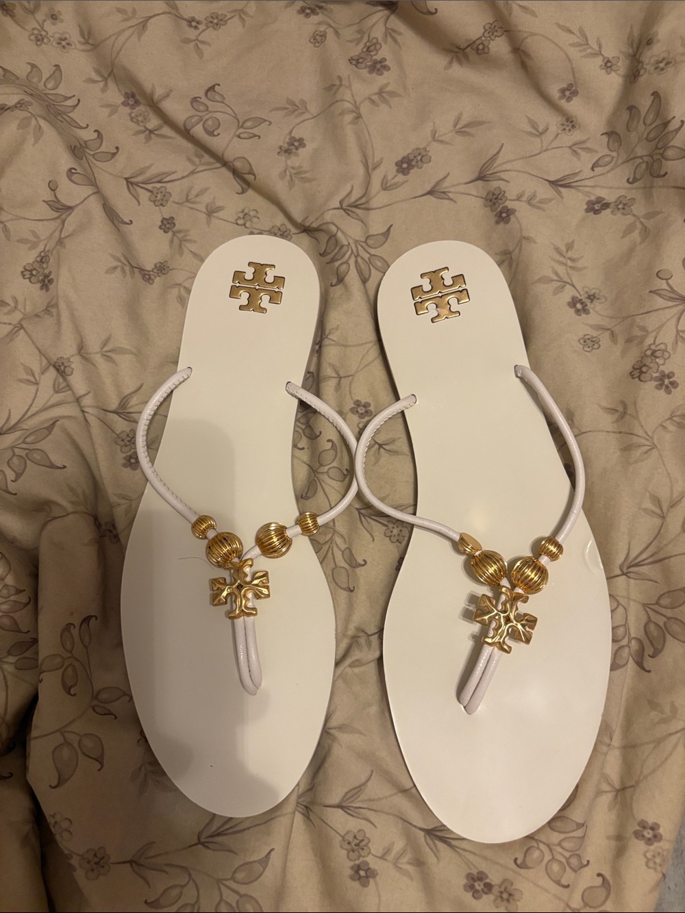 Tory Burch Capri Beaded Leather Thong Sandals